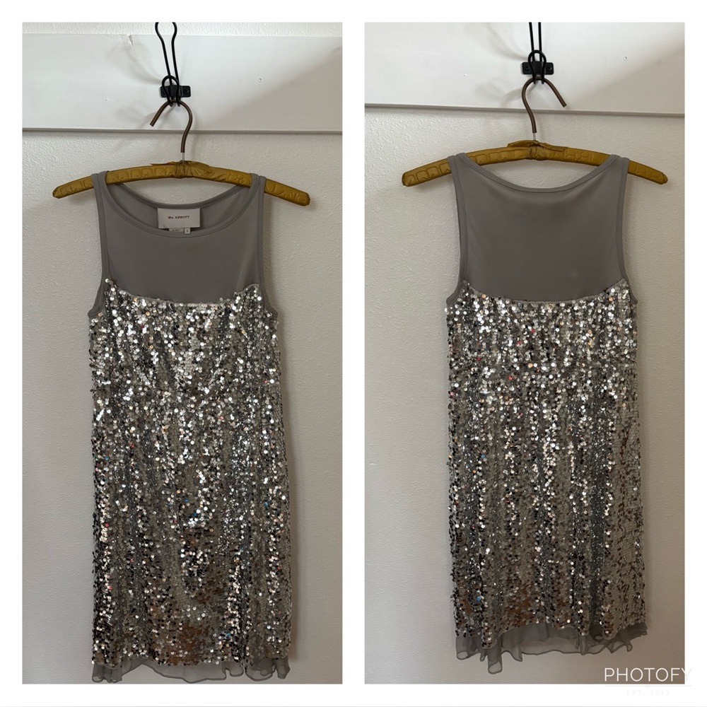 100% Silk vintage sequence Mini Dress